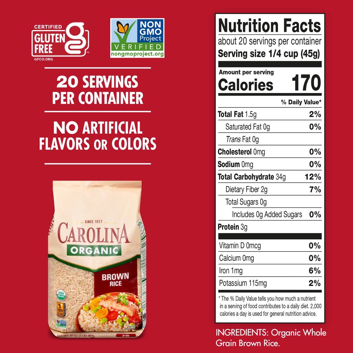 slide 4 of 5, Carolina Brown Rice, 32 oz