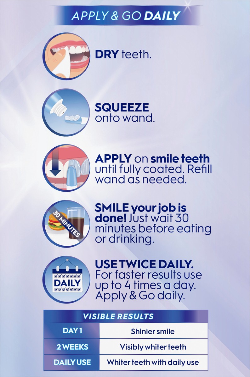 slide 6 of 7, Crest 3DWhite Daily Whitening Serum Fresh Mint, Leave-on Teeth Whitening Treatment, 0.88 oz