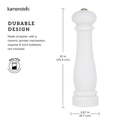 Kamenstein Battery Grinder - White - 10 in