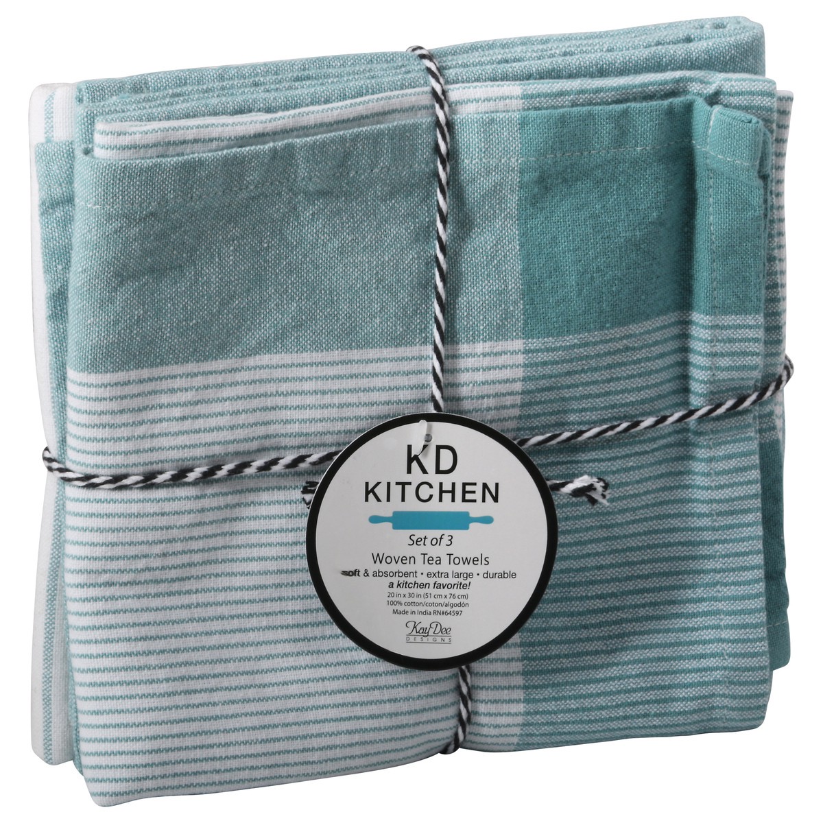 slide 4 of 9, KD Kitchen Aqua Haze Tea Towel Set, 3 ct