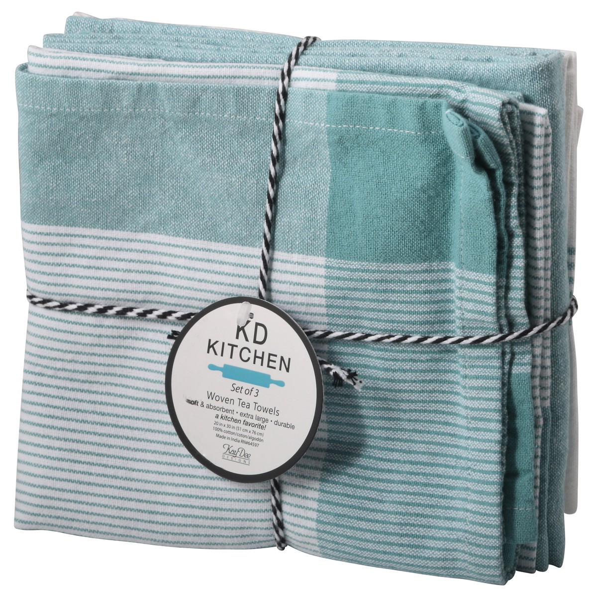 slide 5 of 9, KD Kitchen Aqua Haze Tea Towel Set, 3 ct