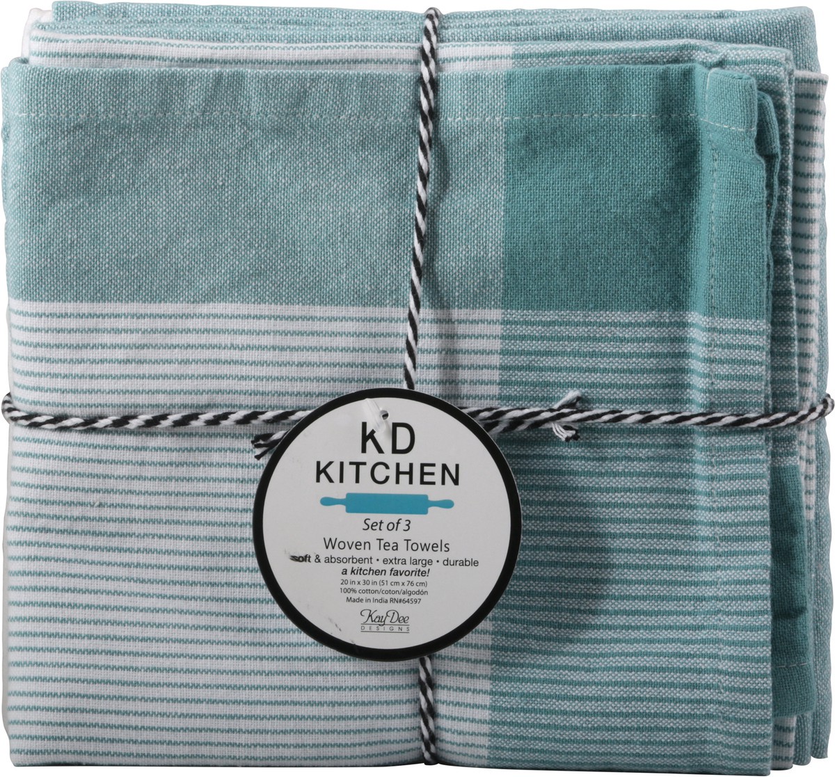 slide 2 of 9, KD Kitchen Aqua Haze Tea Towel Set, 3 ct