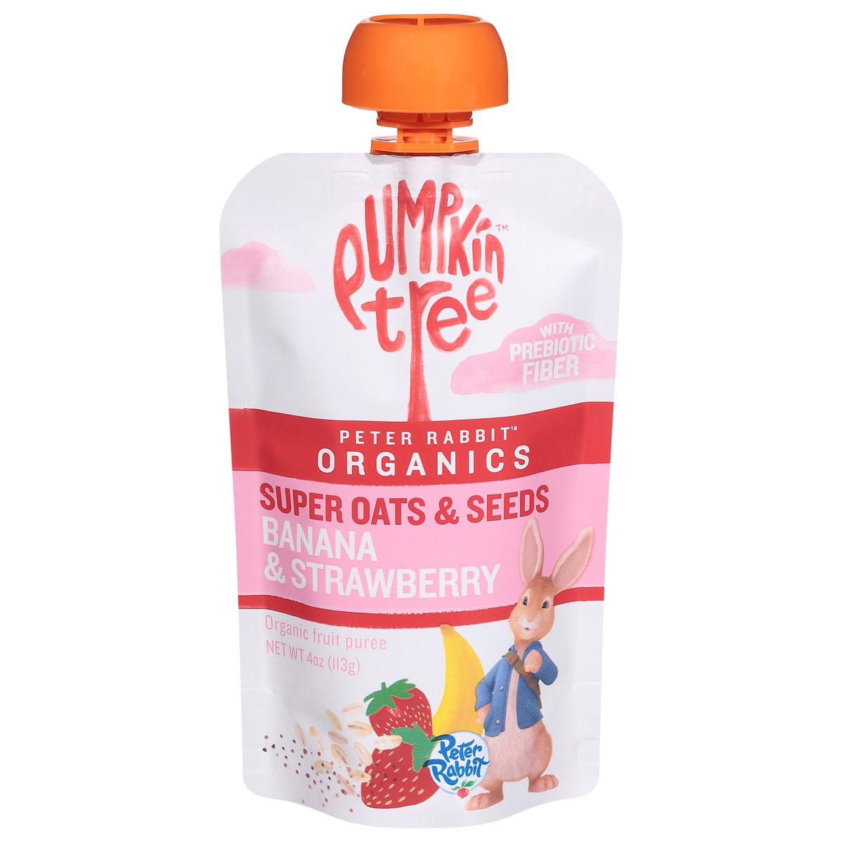 slide 1 of 13, Pumpkin Tree Peter Rabbit Organics Super Oats & Seeds Banana & Strawberry Fruit Puree 4 oz, 4 oz