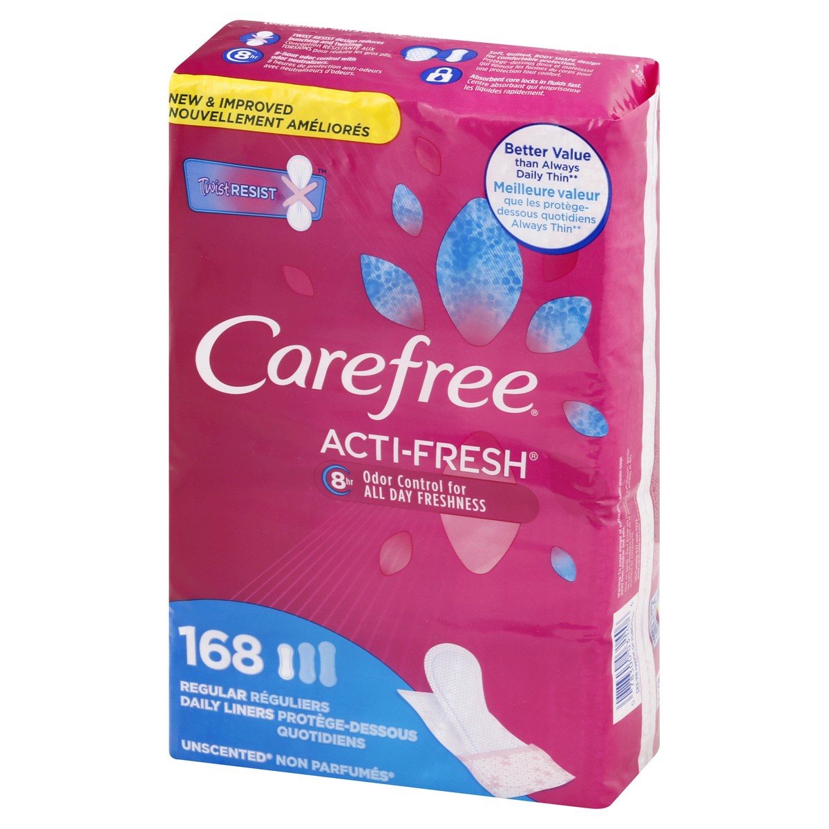 slide 3 of 8, Carefree Acti-Fresh Twist Resist Freedom Fit Regular Unscented Liners To Go, 168 ct, 168 ct