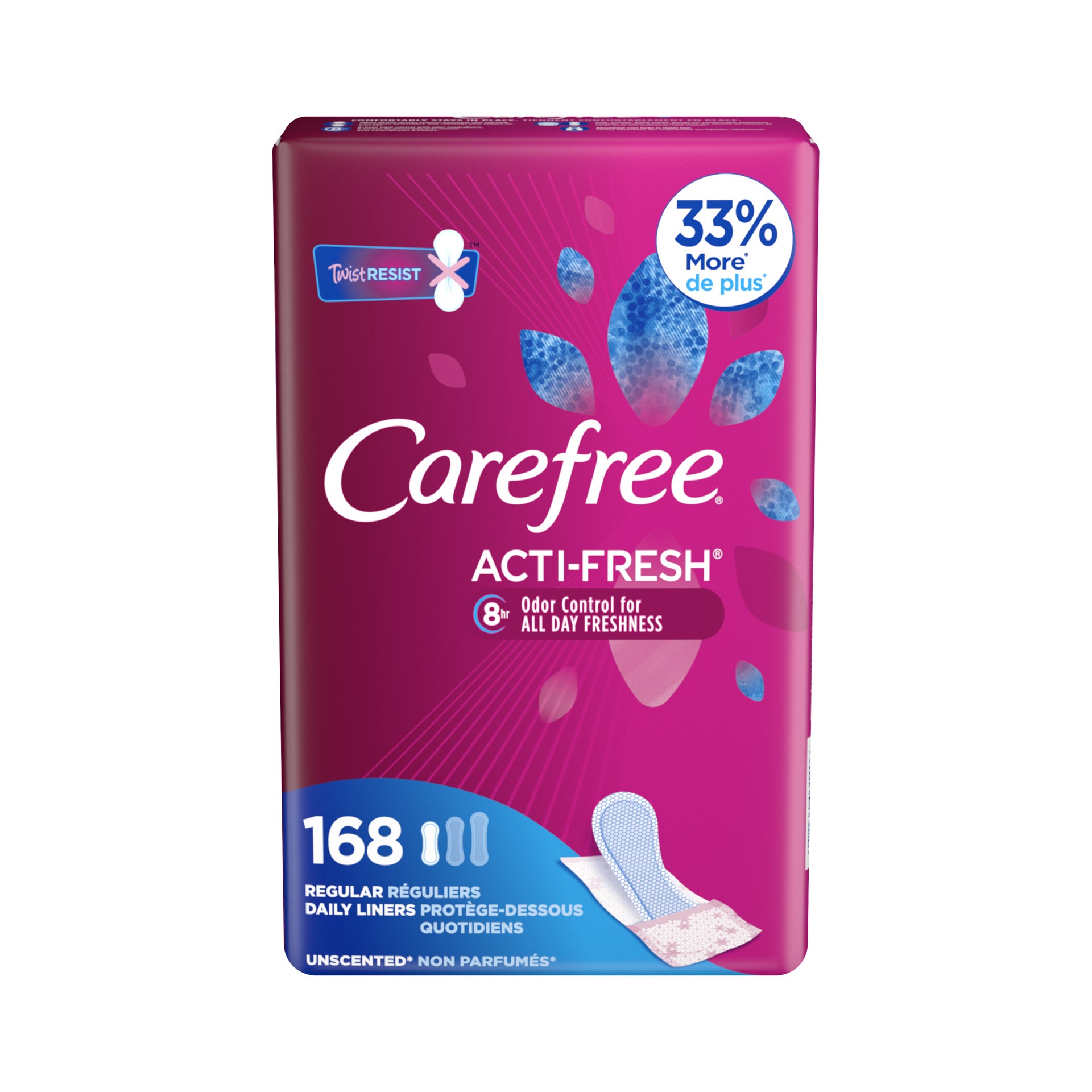 slide 1 of 8, Carefree Acti-Fresh Twist Resist Freedom Fit Regular Unscented Liners To Go, 168 ct, 168 ct