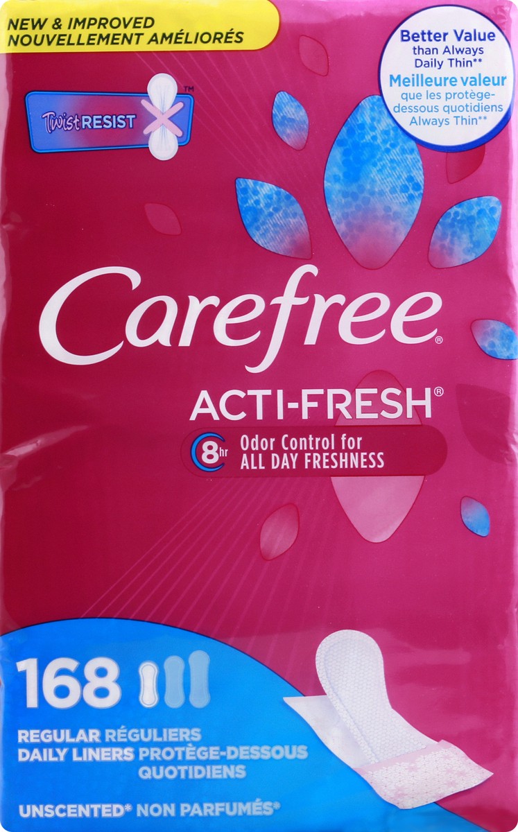 slide 7 of 8, Carefree Acti-Fresh Twist Resist Freedom Fit Regular Unscented Liners To Go, 168 ct, 168 ct