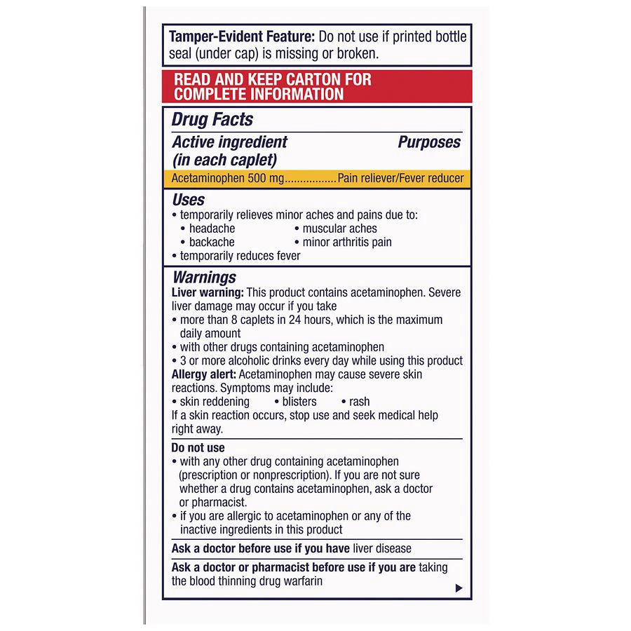 slide 2 of 4, Panadol Extra Strength 500 Pain Reliever/Fever Reducer Caplets, 100 ct