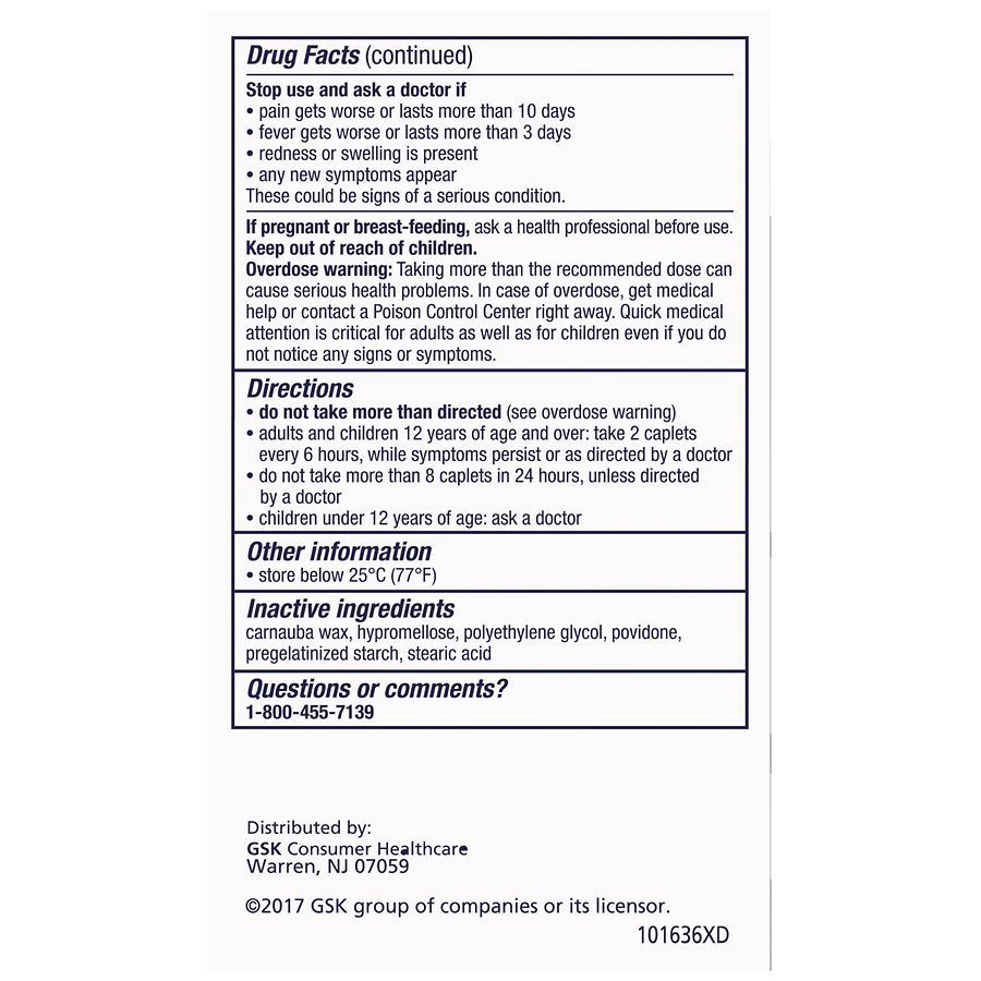 slide 3 of 4, Panadol Extra Strength 500 Pain Reliever/Fever Reducer Caplets, 100 ct
