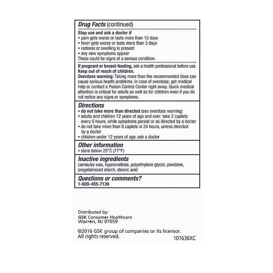 slide 4 of 4, Panadol Extra Strength 500 Pain Reliever/Fever Reducer Caplets, 100 ct