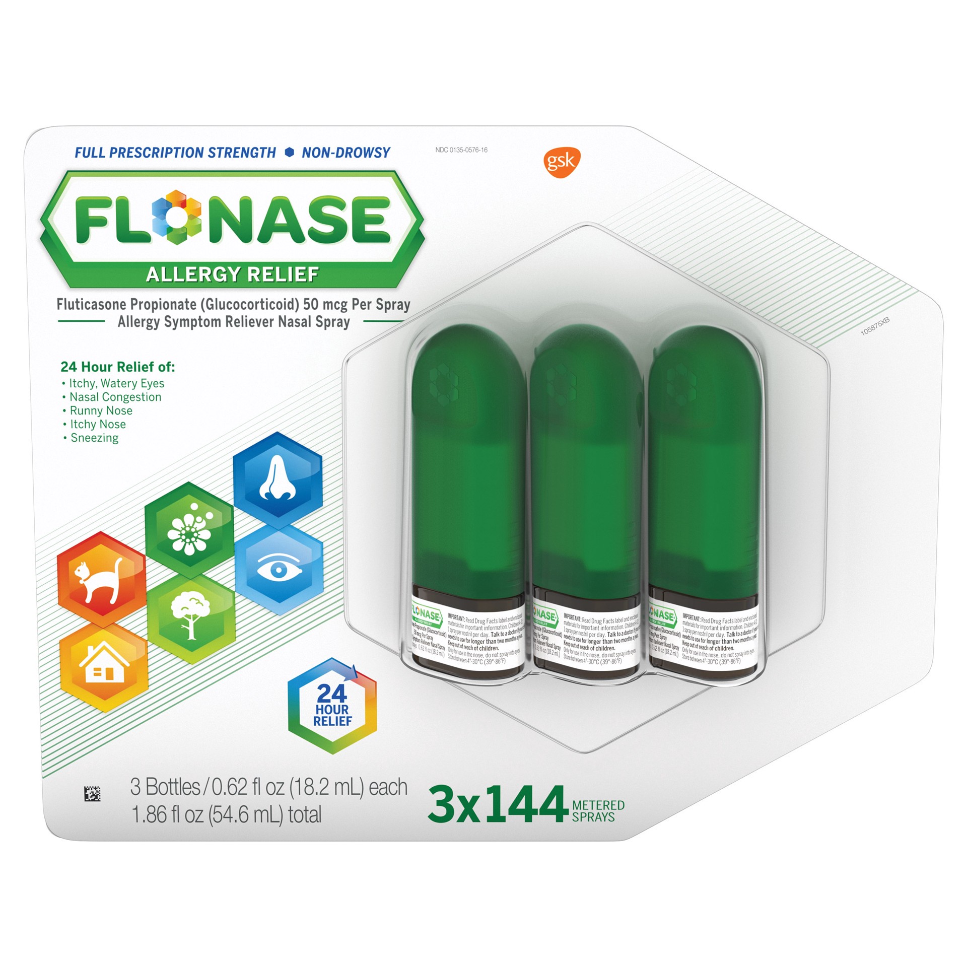 slide 1 of 2, Flonase Allergy Relief, 432 Sprays, 3 ct