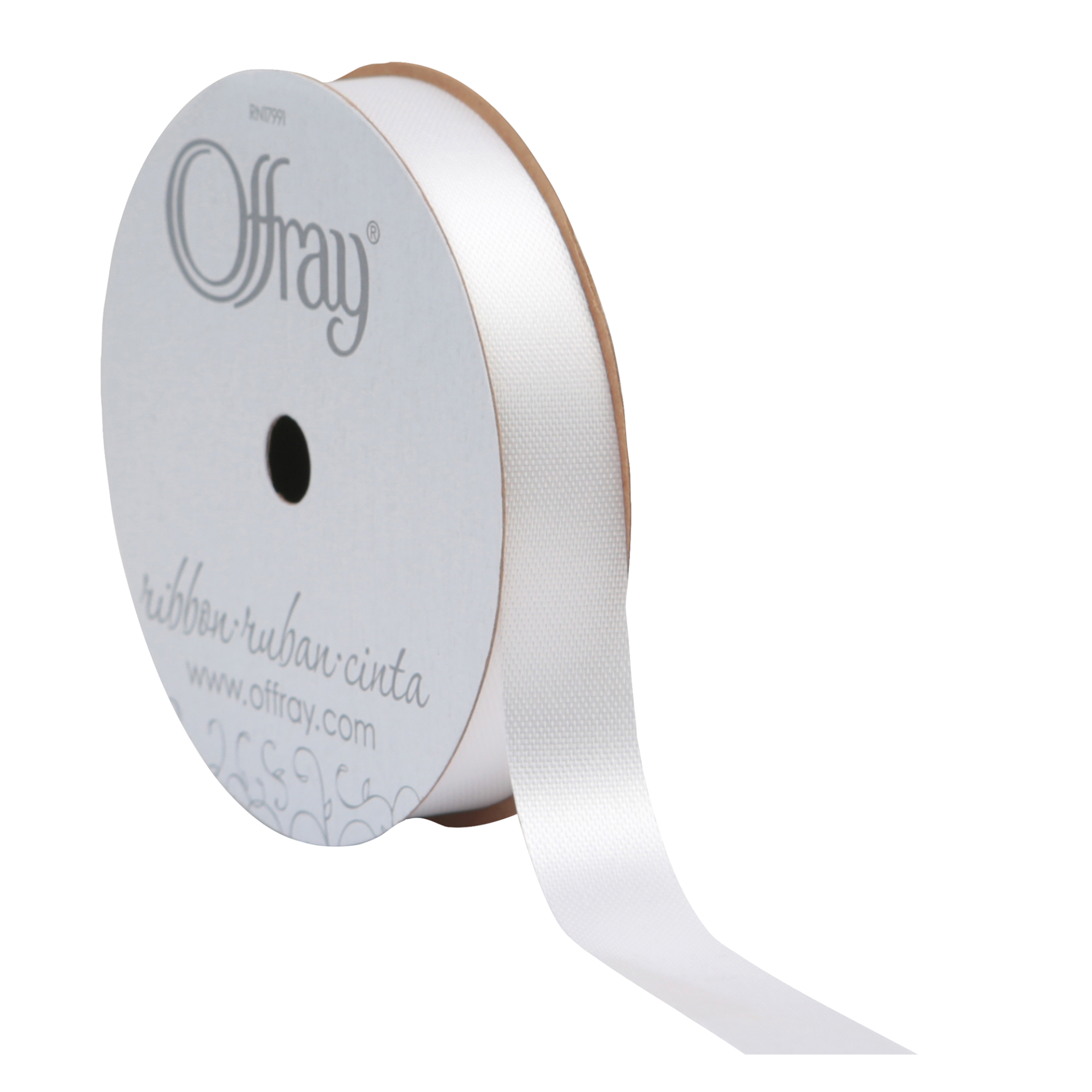 slide 1 of 1, Offray Ribbon Seamaid White 0.5625X, 21 ft