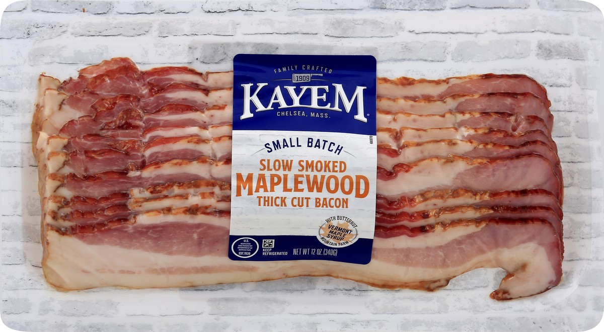 slide 5 of 7, Kayem Maplewood Thick Cut Bacon, 12 ct