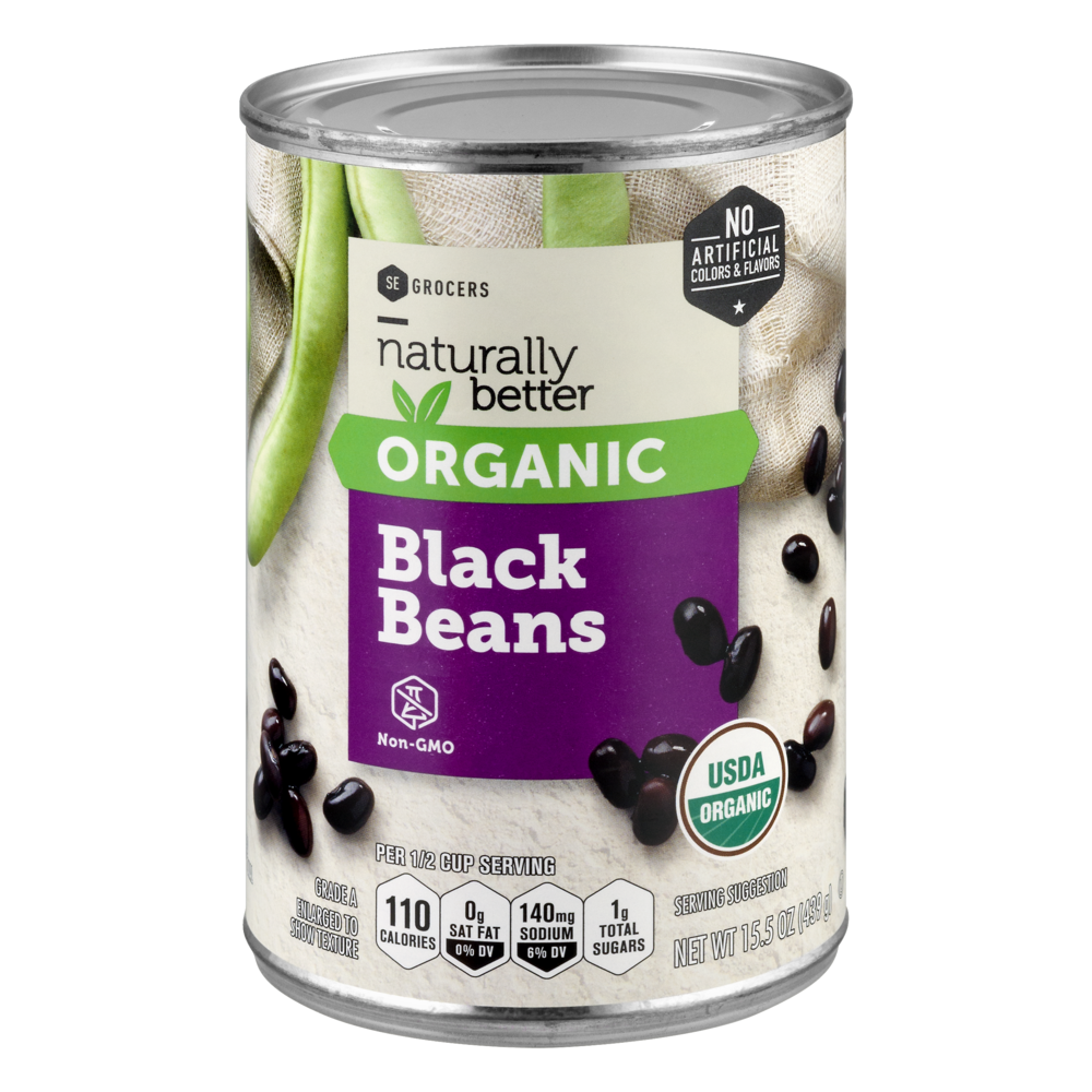 slide 1 of 1, SE Grocers Naturally Better Organic Beans Black, 15.5 oz