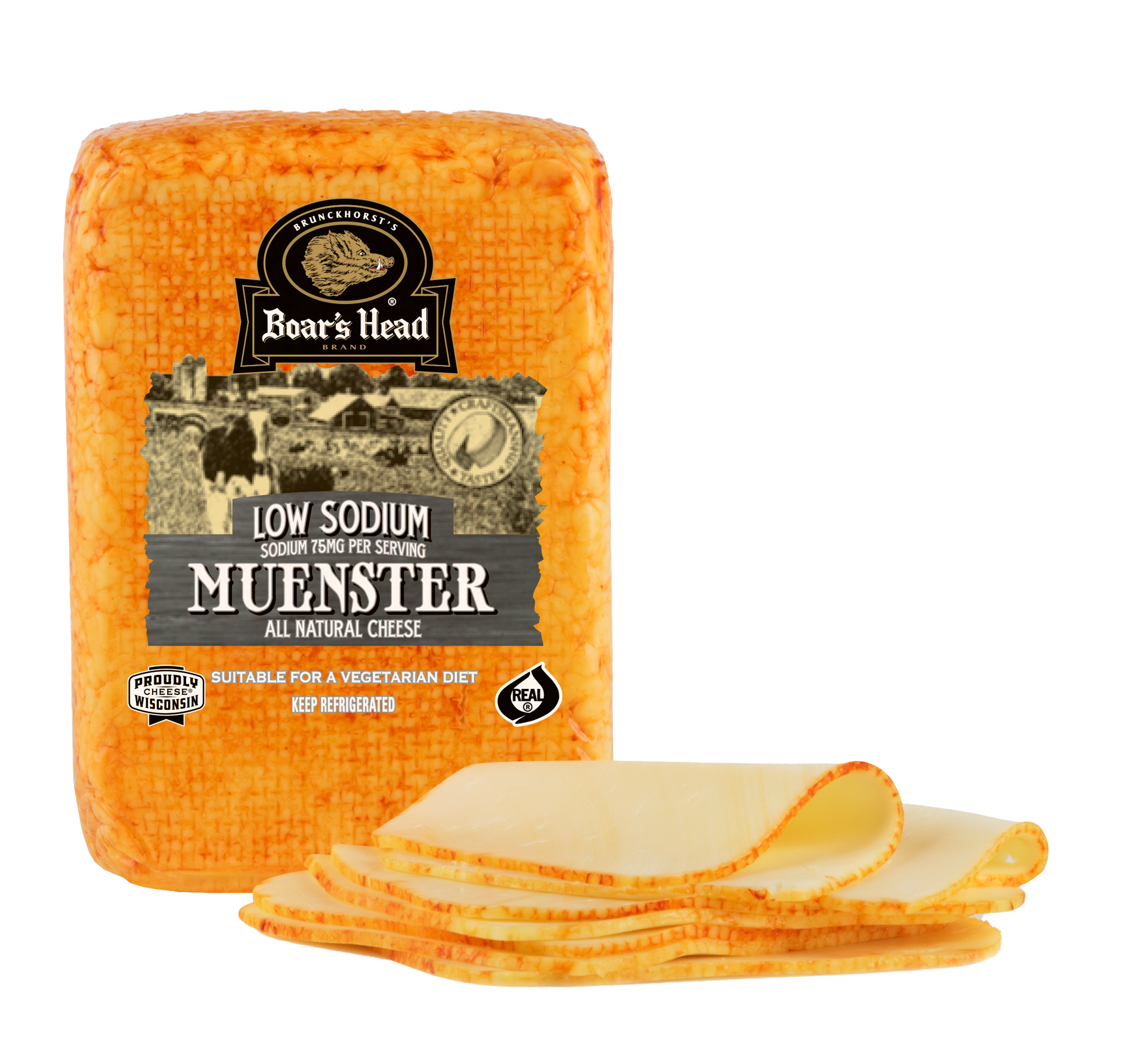 slide 1 of 1, Boar's Head Muenster Cheese Low Sodium, per lb