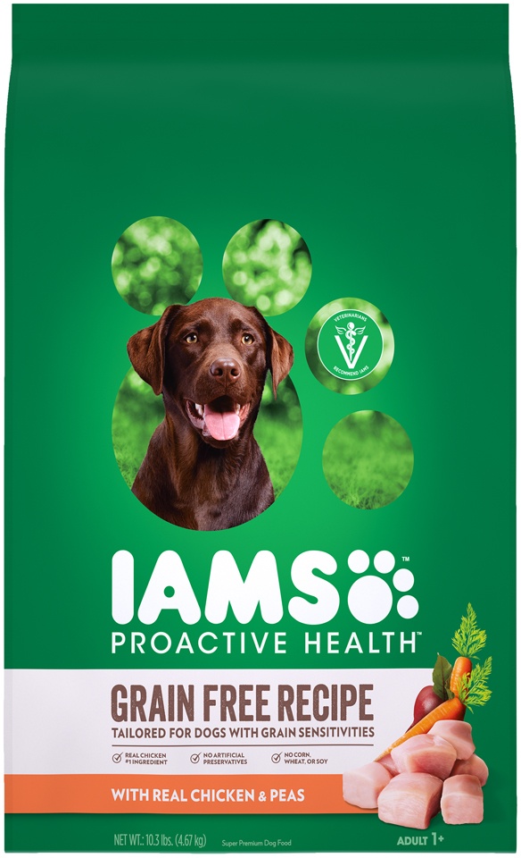 slide 1 of 1, IAMS Proactive Health Sensitive Skin & Stomach Grain Free Chicken & Peas Dry Dog Food, 10.3 lb