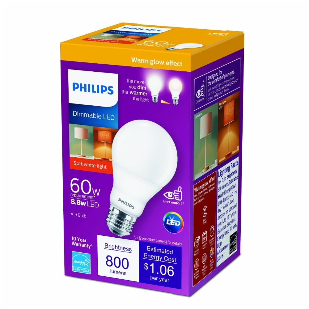 slide 1 of 1, Philips 88Watt 60Watt A19 Led Light Bulb Soft White, 1 ct