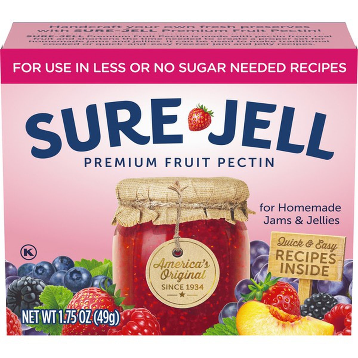 slide 1 of 1, Sure-Jell Premium Fruit Pectin For Use In No Sugar Needed Recipes, 1.75 oz