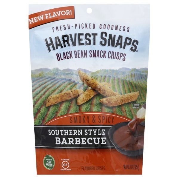 slide 1 of 1, Harvest Snaps Southern Style Barbecue Black Bean Snack Crisps, 3 oz