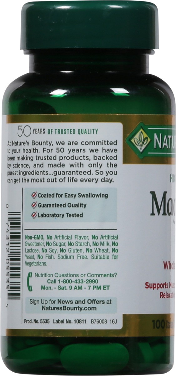 slide 3 of 9, Nature's Bounty High Potency Magnesium 100 Coated Tablets, 100 ct