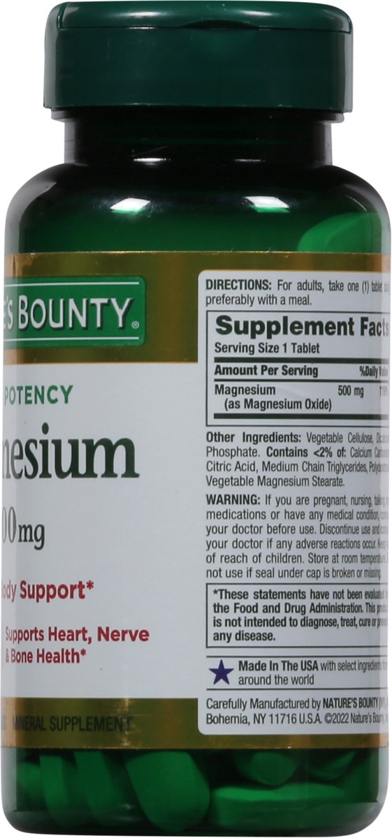 slide 4 of 9, Nature's Bounty High Potency Magnesium 100 Coated Tablets, 100 ct