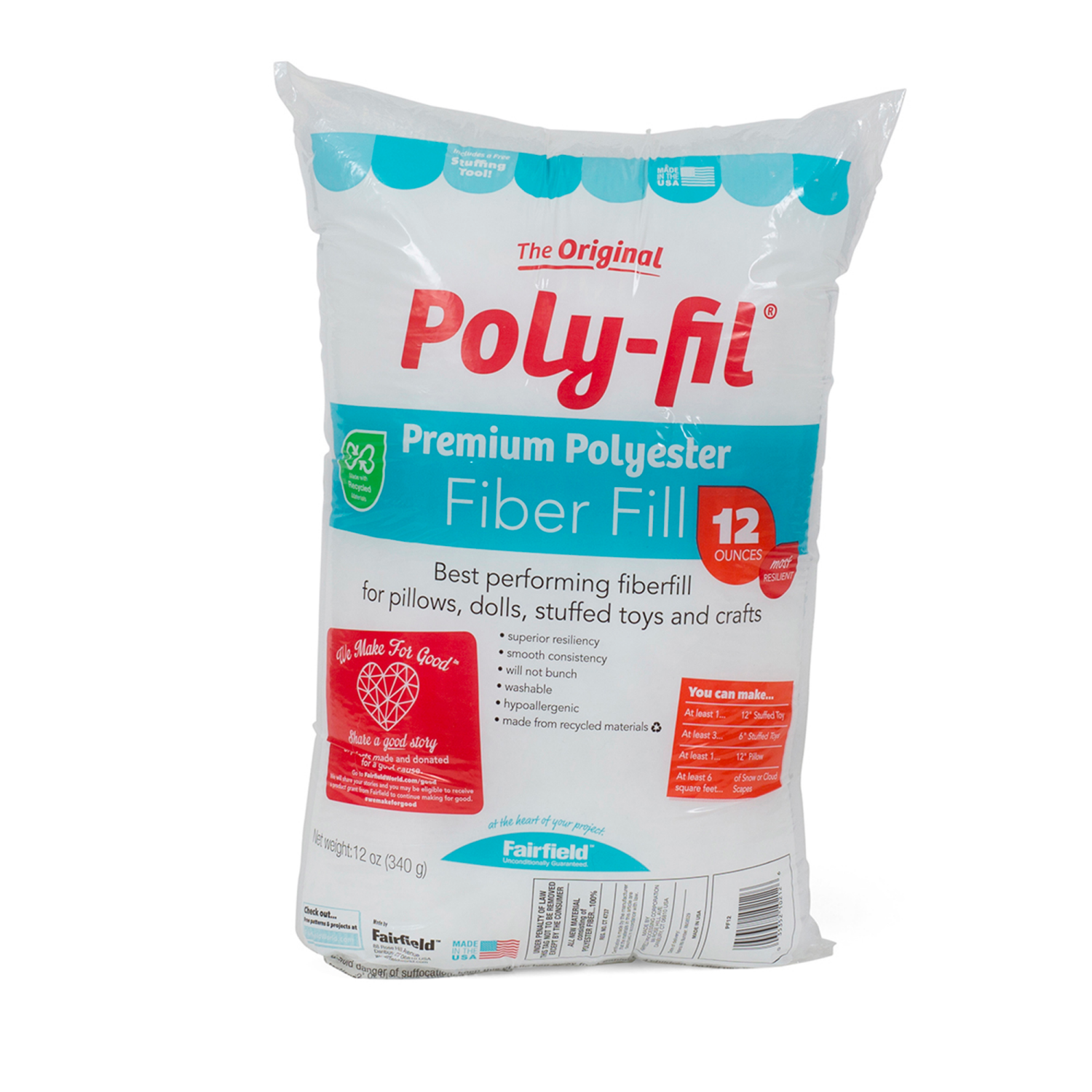 slide 1 of 2, Fairfield Poly Fil Fiber 100% Polyester 12 Oz Bag, 12 oz