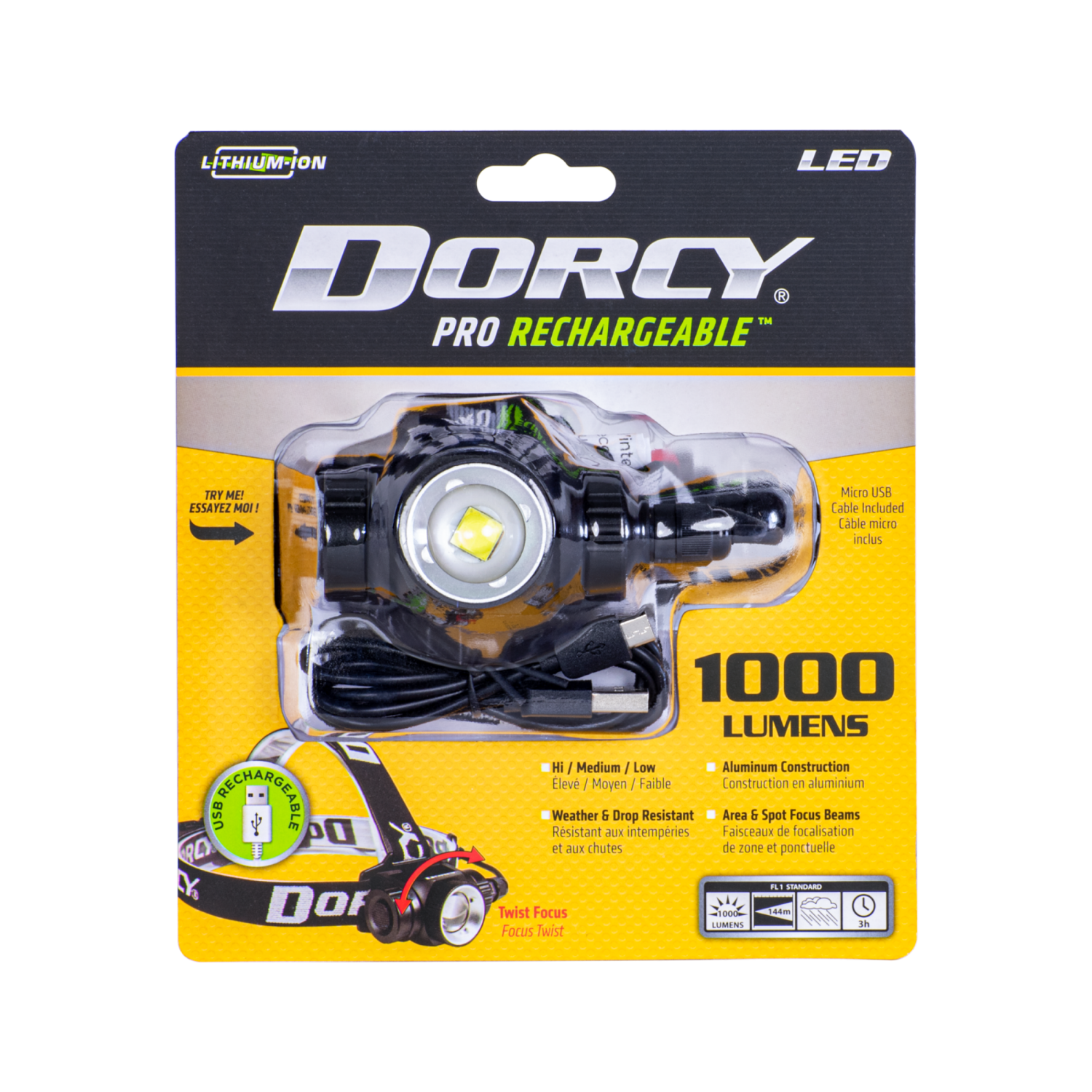slide 1 of 1, Dorcy Pro Rechargeable Head Lamp 1K Lumens, 1 ct