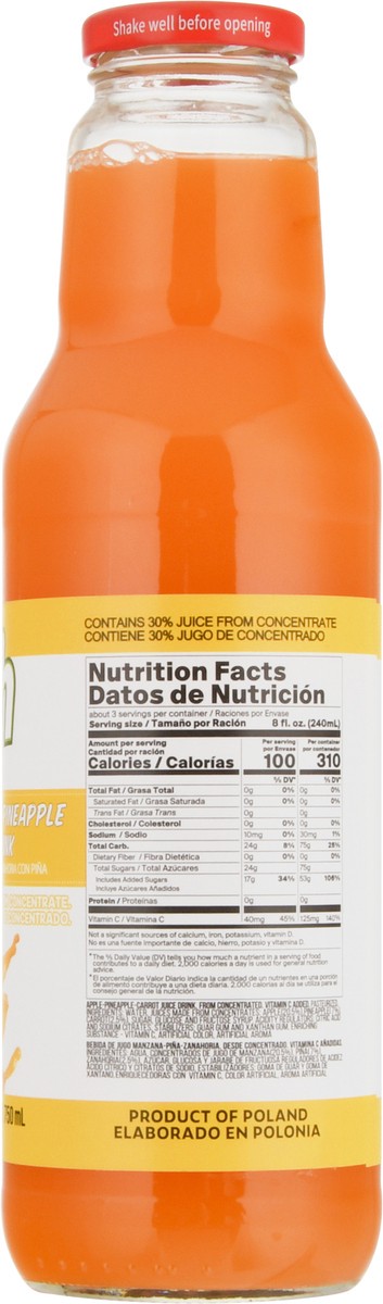 slide 12 of 12, Pocas Splash Carrot Pineapple Juice Drink 25.36 fl oz, 25.36 fl oz