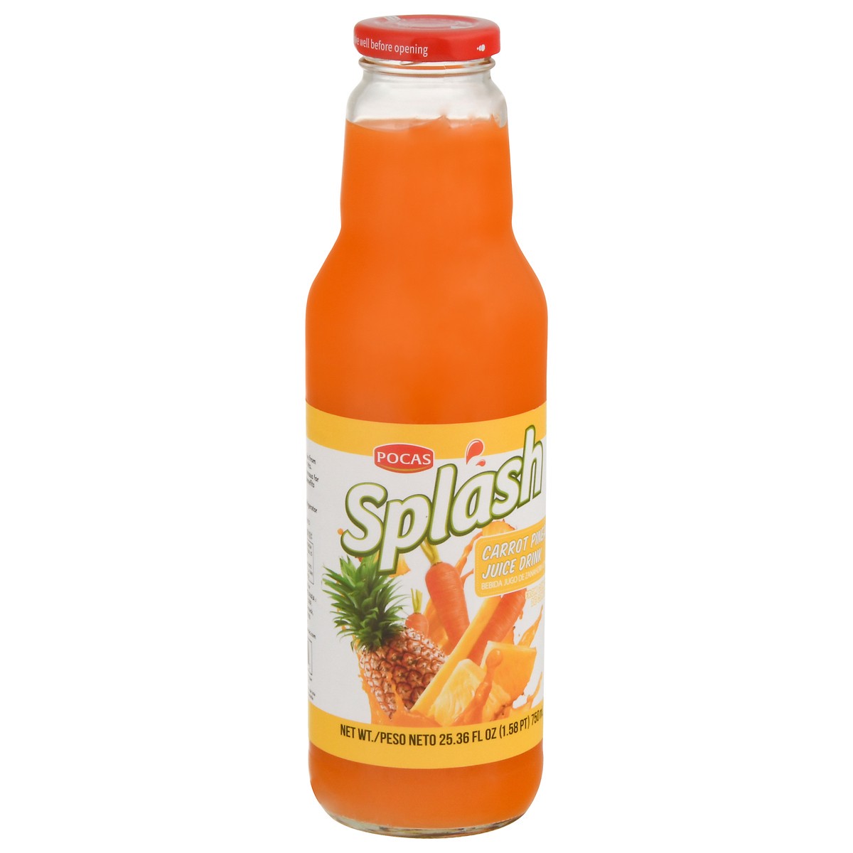 slide 9 of 12, Pocas Splash Carrot Pineapple Juice Drink 25.36 fl oz, 25.36 fl oz