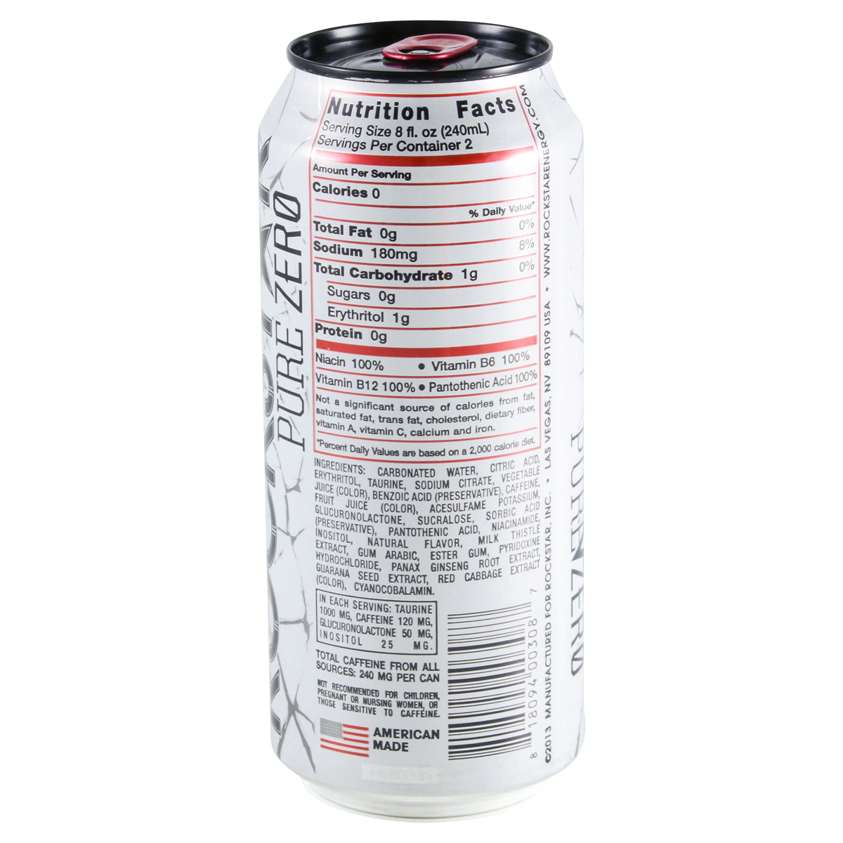 slide 4 of 4, Rockstar Pure Zero Fruit Punch Energy Drink - 16 fl oz can, 16 fl oz