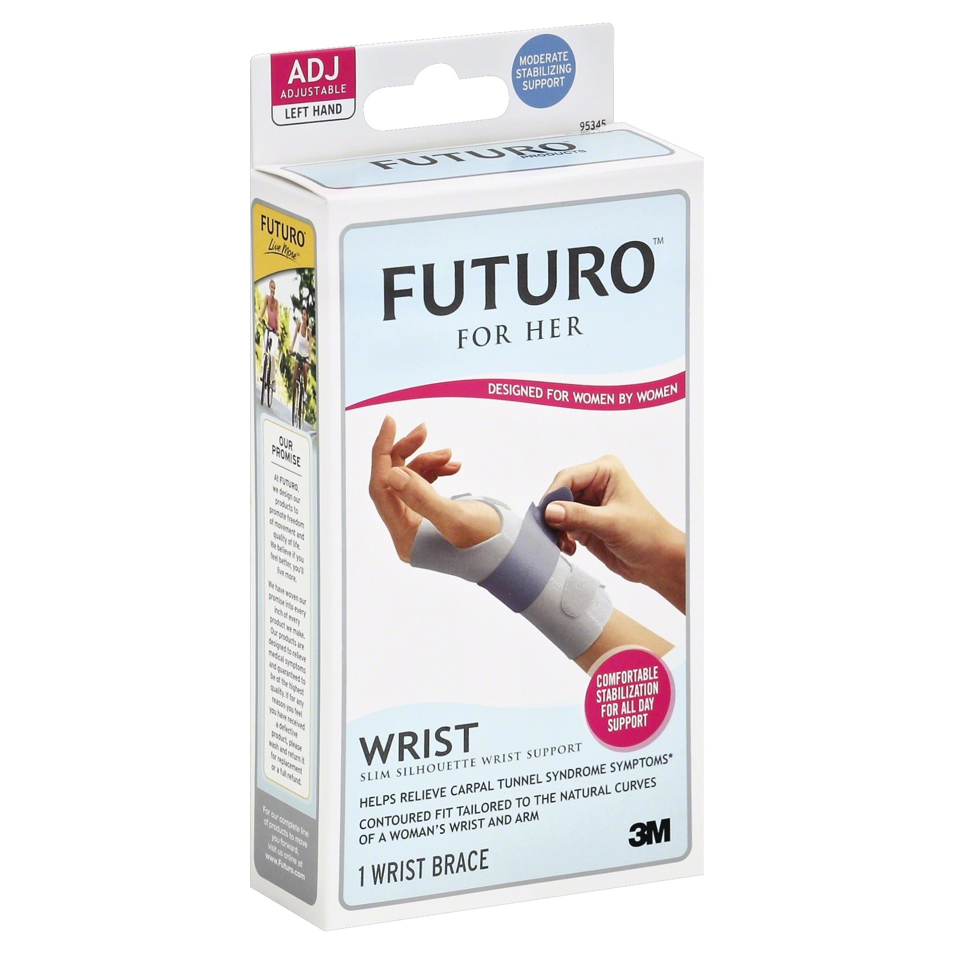 slide 1 of 1, Futuro Slim Silhouette Wrist Support Brace, Left Hand, Gray, Adjustable, 1 ct