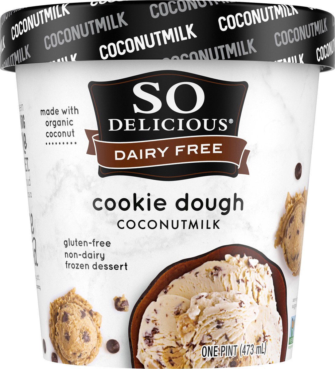 slide 12 of 14, So Delicious Dairy Free Coconut Milk Frozen Dessert, Cookie Dough, Vegan, Non-GMO Project Verified, 1 Pint, 16 pint