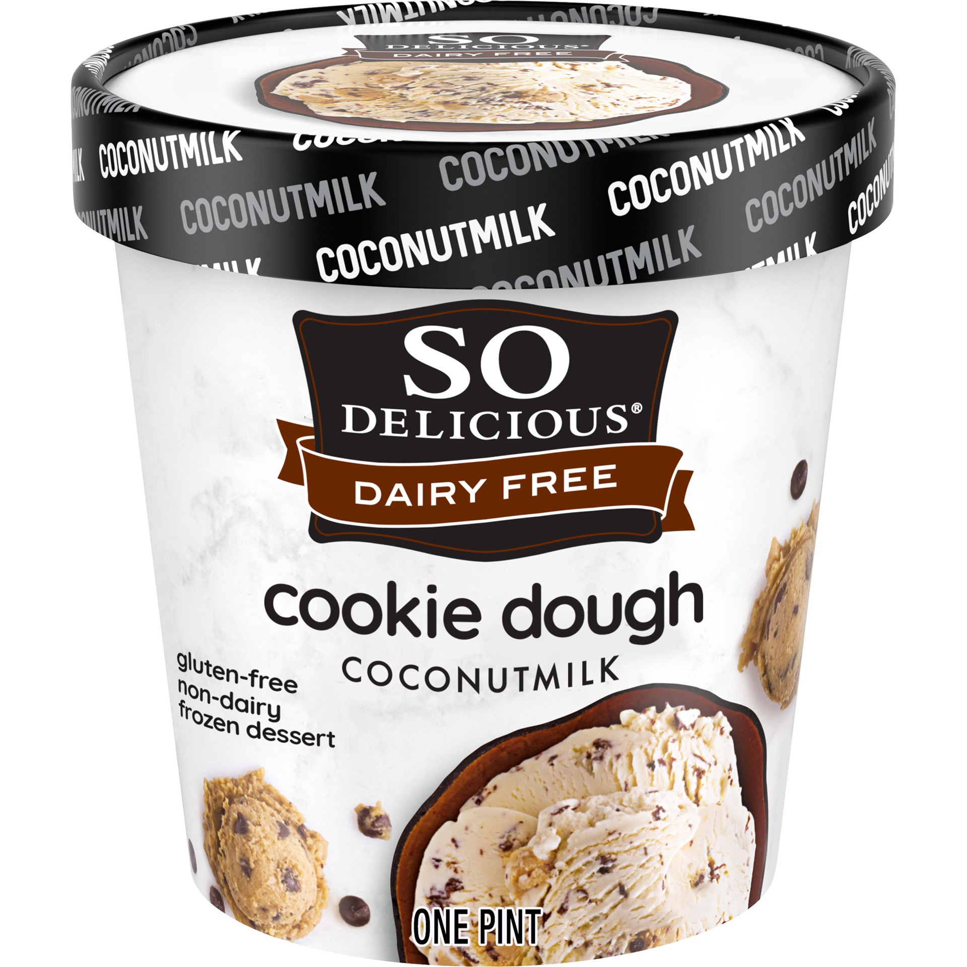 slide 1 of 14, So Delicious Dairy Free Coconut Milk Frozen Dessert, Cookie Dough, Vegan, Non-GMO Project Verified, 1 Pint, 16 pint