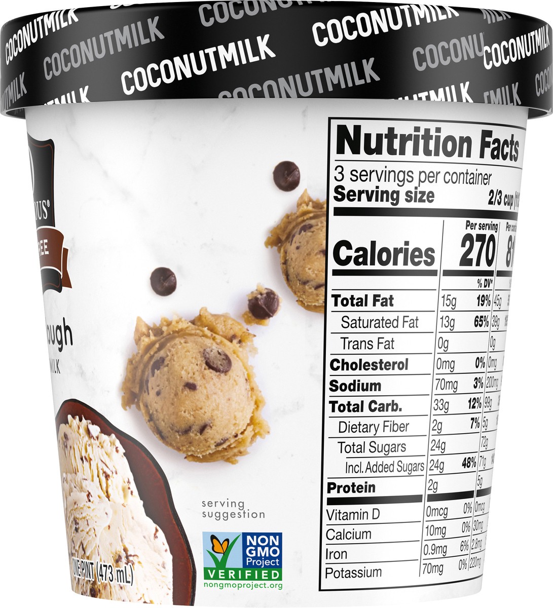 slide 5 of 14, So Delicious Dairy Free Coconut Milk Frozen Dessert, Cookie Dough, Vegan, Non-GMO Project Verified, 1 Pint, 16 pint