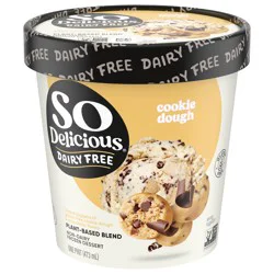 So Delicious Plant Based Blend Frozen Dessert, Cookie Dough, Dairy Free, Vegan Ice Cream Alternative, Non-GMO, Kosher, 1 Pint