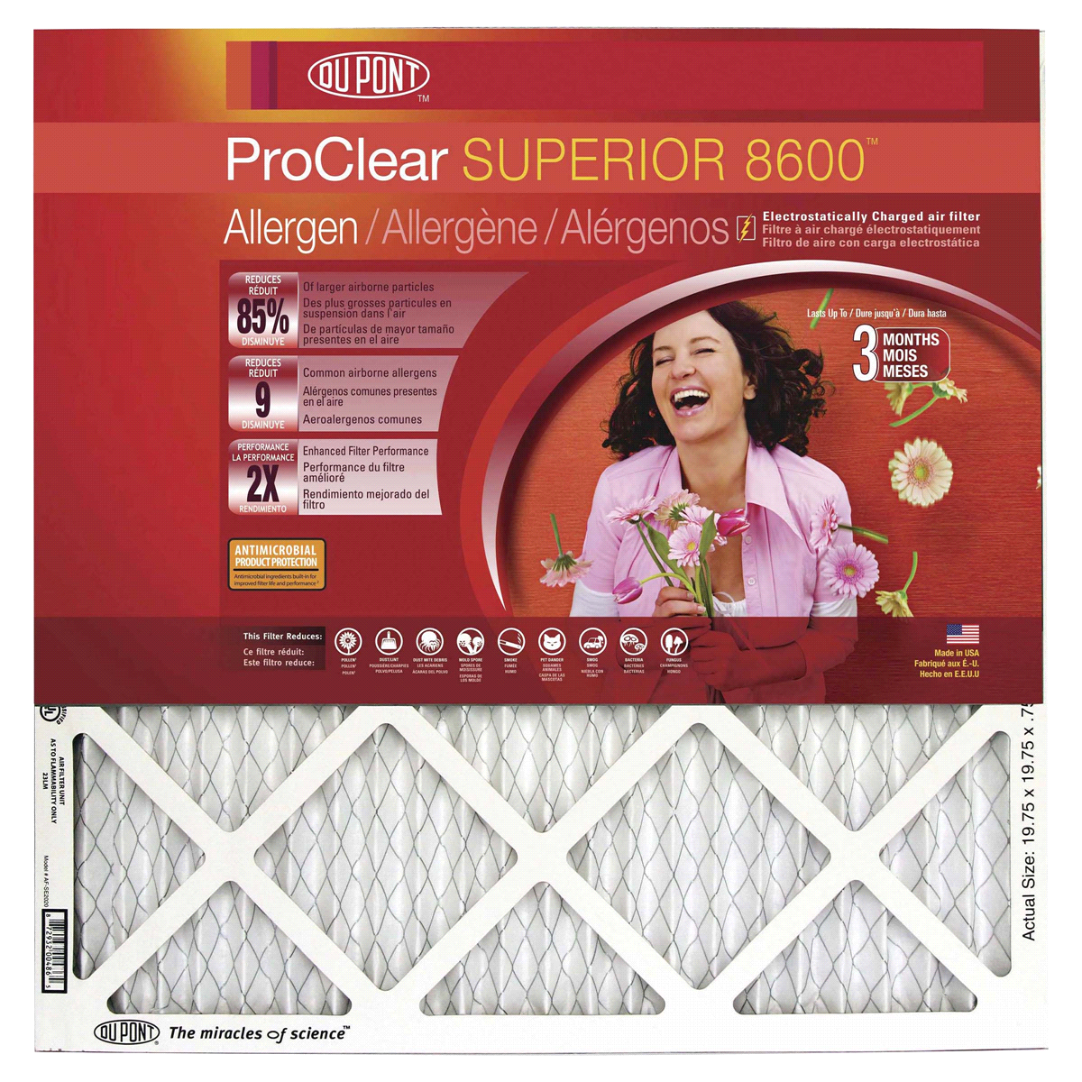 slide 1 of 1, DuPont Pro Clear Superior Air Filter 12X20X1, 1 ct