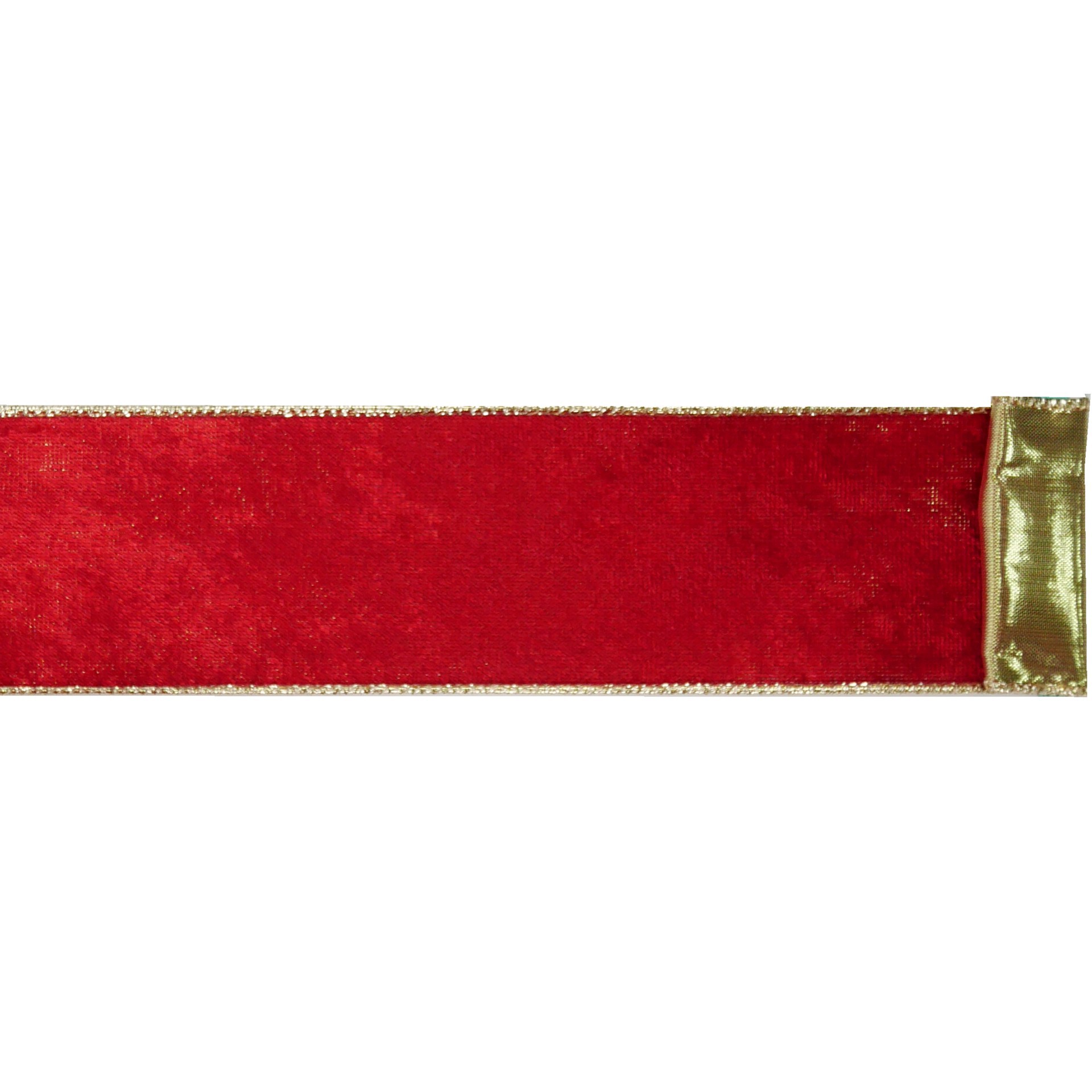 slide 3 of 3, 2.5" X 15ft. Red & Gold Wired Velvet Ribbon By Celebrate It, 2.5 in x 15 ft