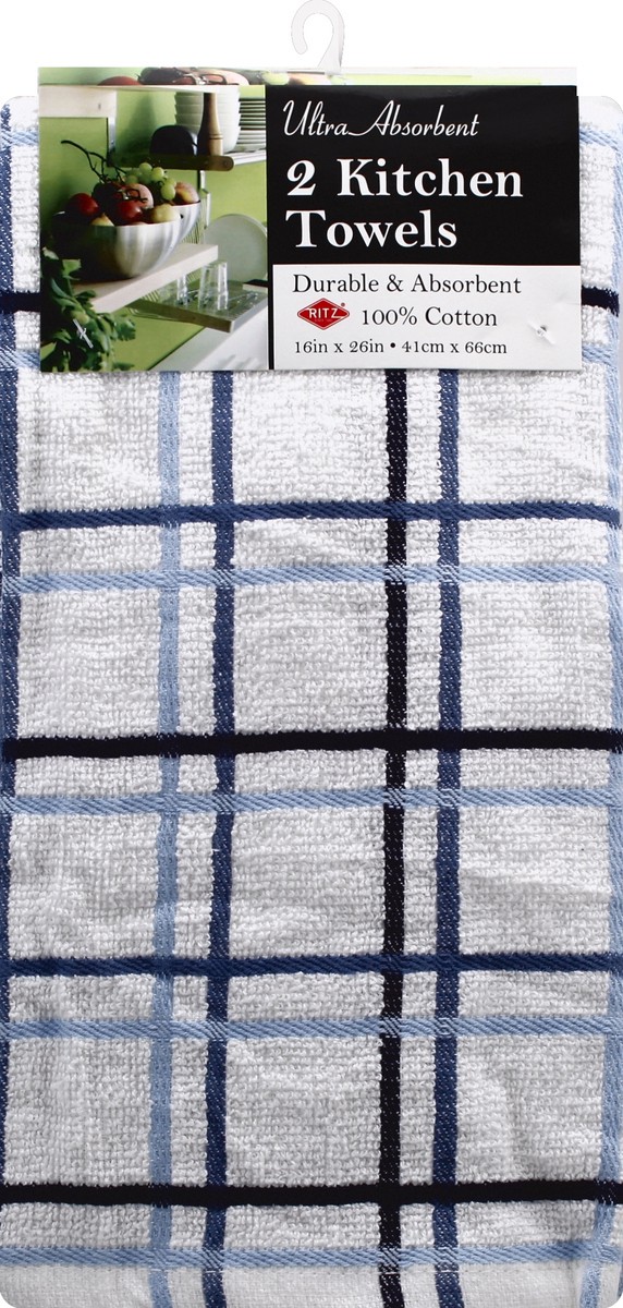 slide 2 of 2, Ritz Fed Blue Multi Check Ultra Absorbent Kitchen Towels 2 Each, 2 ct