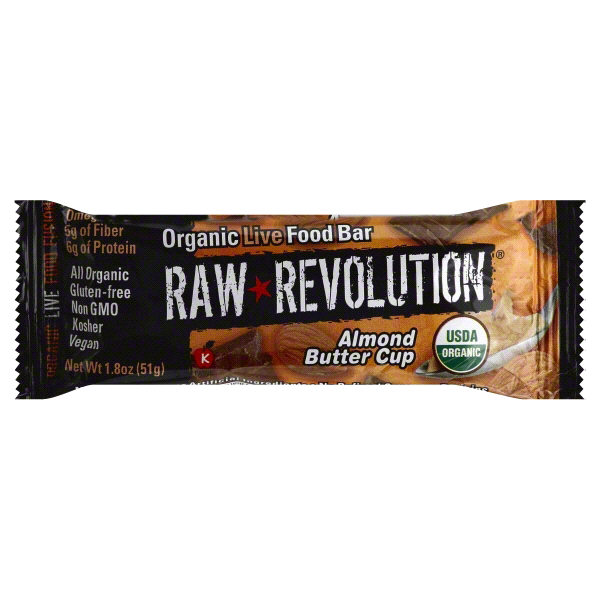 slide 1 of 1, Raw Revolution Almond Butter Cup Organic Live Food Bar, 1.8 oz