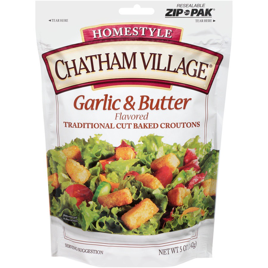 slide 1 of 8, Chatham Village Garlic & Butter Croutons, 5 oz