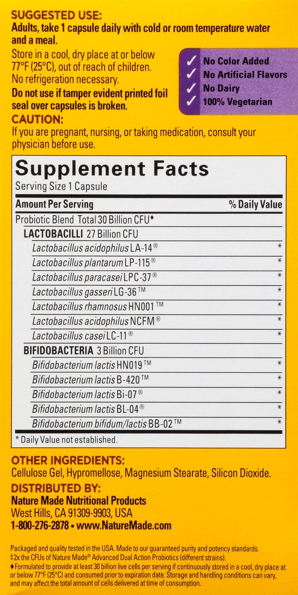 slide 2 of 9, Nature Made Ultra Strength 12 Strain Digestive Probiotics, Dietary Supplement for Digestive Health Support, 25 Probiotic Capsules, 25 Day Supply, 25 ct