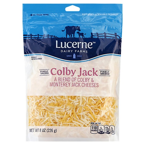 slide 1 of 1, Lucerne Cheese Finely Shredded Colby Jack, 8 oz