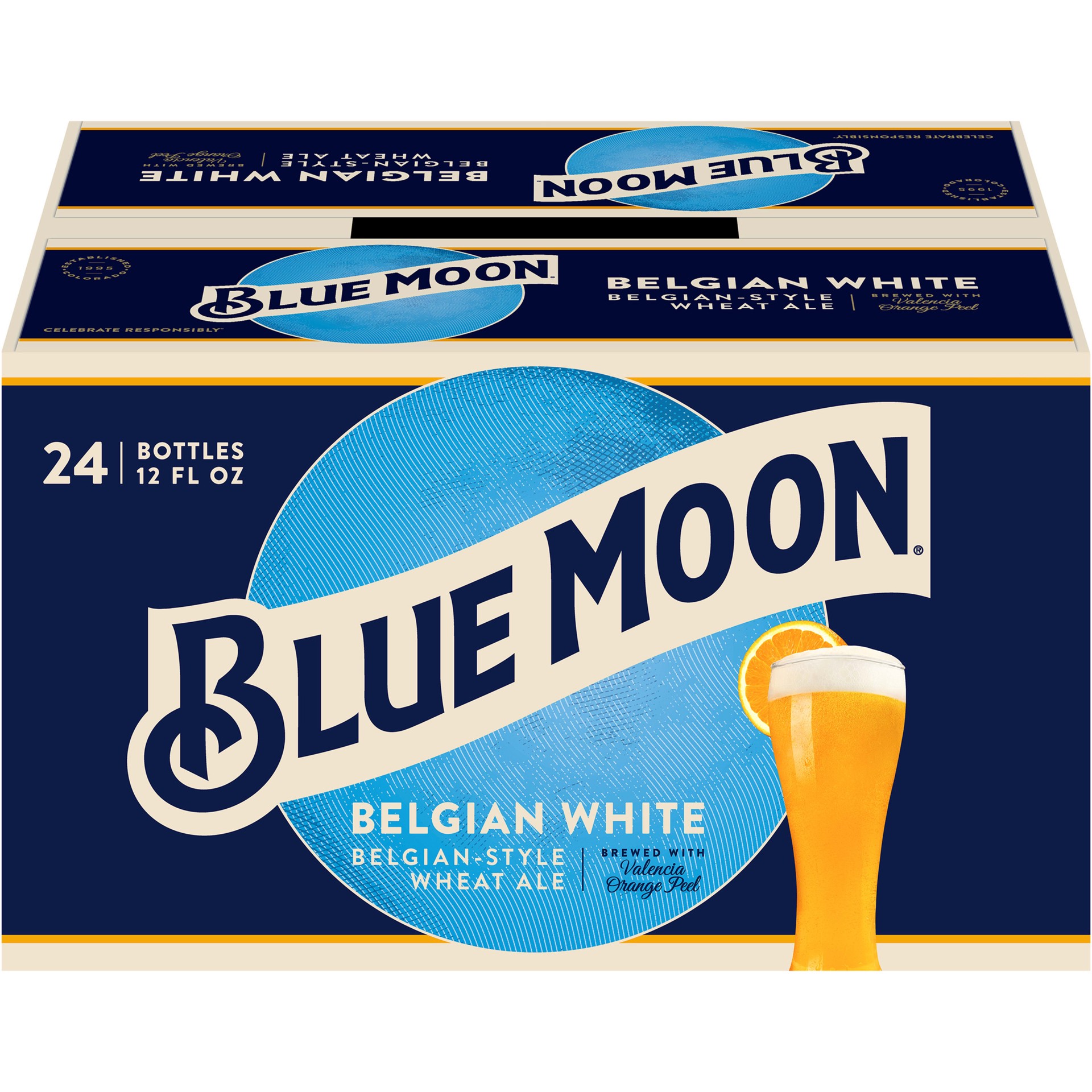 slide 5 of 5, Blue Moon Belgian White Wheat Beer, 5.4% ABV, 24-pack, 12-oz beer bottles, 288 oz