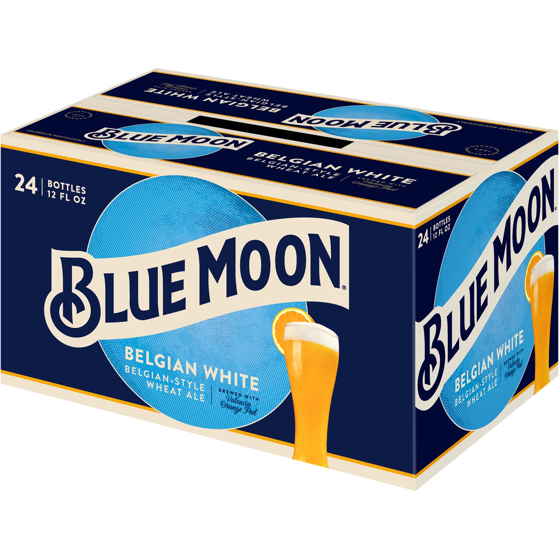 slide 2 of 5, Blue Moon Belgian White Wheat Beer, 5.4% ABV, 24-pack, 12-oz beer bottles, 288 oz