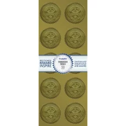Geographics Embossed Seals, Excellence, 2'' Diameter, Gold, Pack Of 50