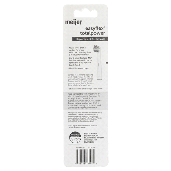 slide 4 of 5, Meijer Easy Flex Total Power Replacement Brush Heads, 5 ct