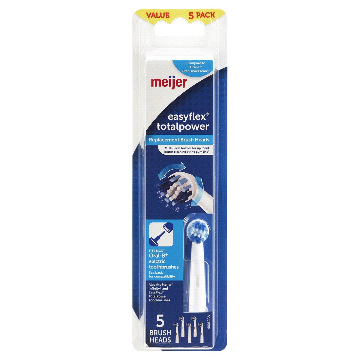 slide 1 of 5, Meijer Easy Flex Total Power Replacement Brush Heads, 5 ct