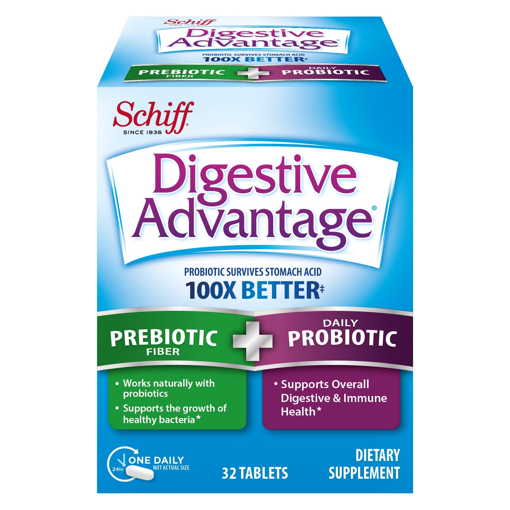 slide 1 of 1, Digestive Advantage Prebiotic+Probiotic Capsules, 32 ct