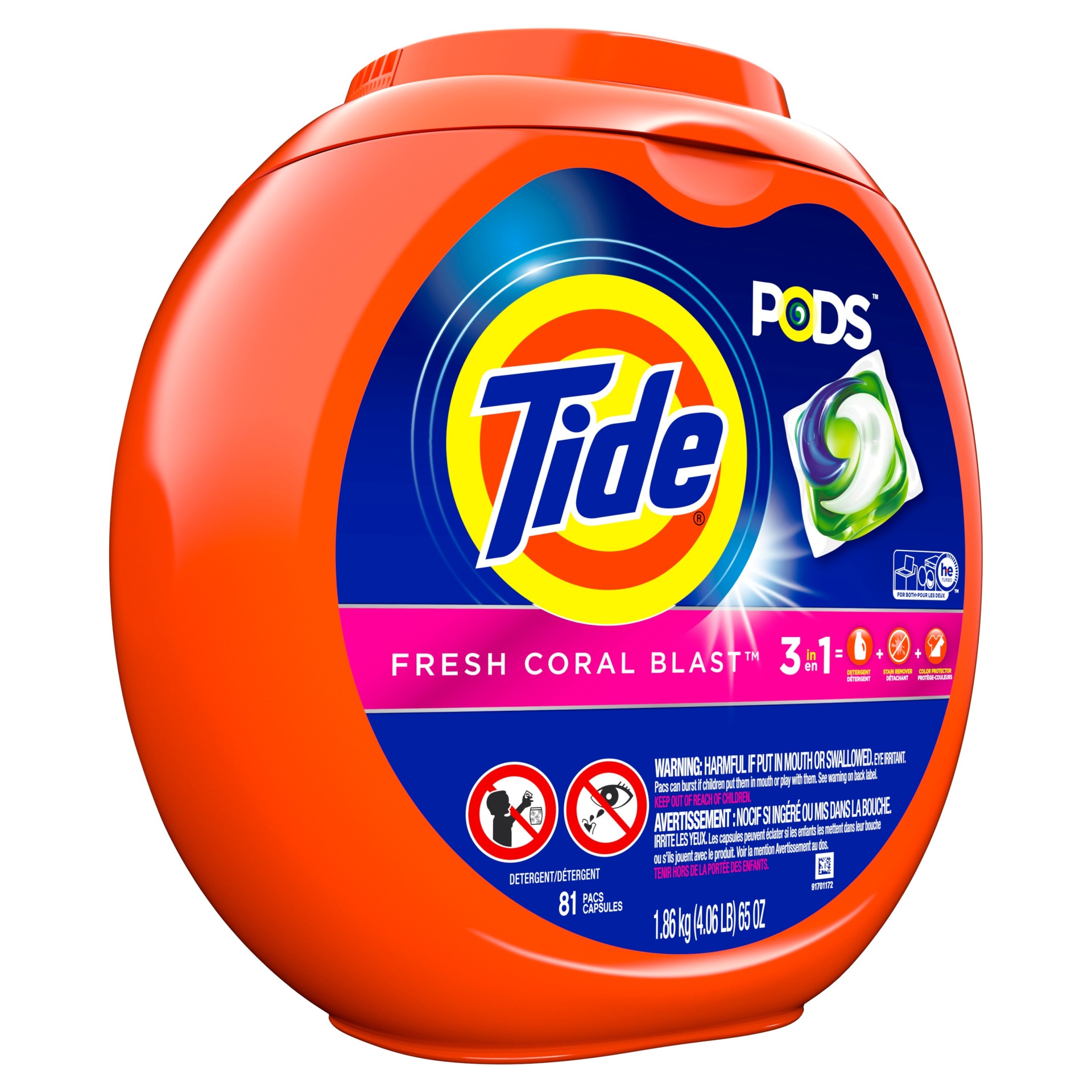 slide 1 of 3, Tide Pods Liquid Laundry Detergent Pacs, Fresh Corral Blast, 81 ct