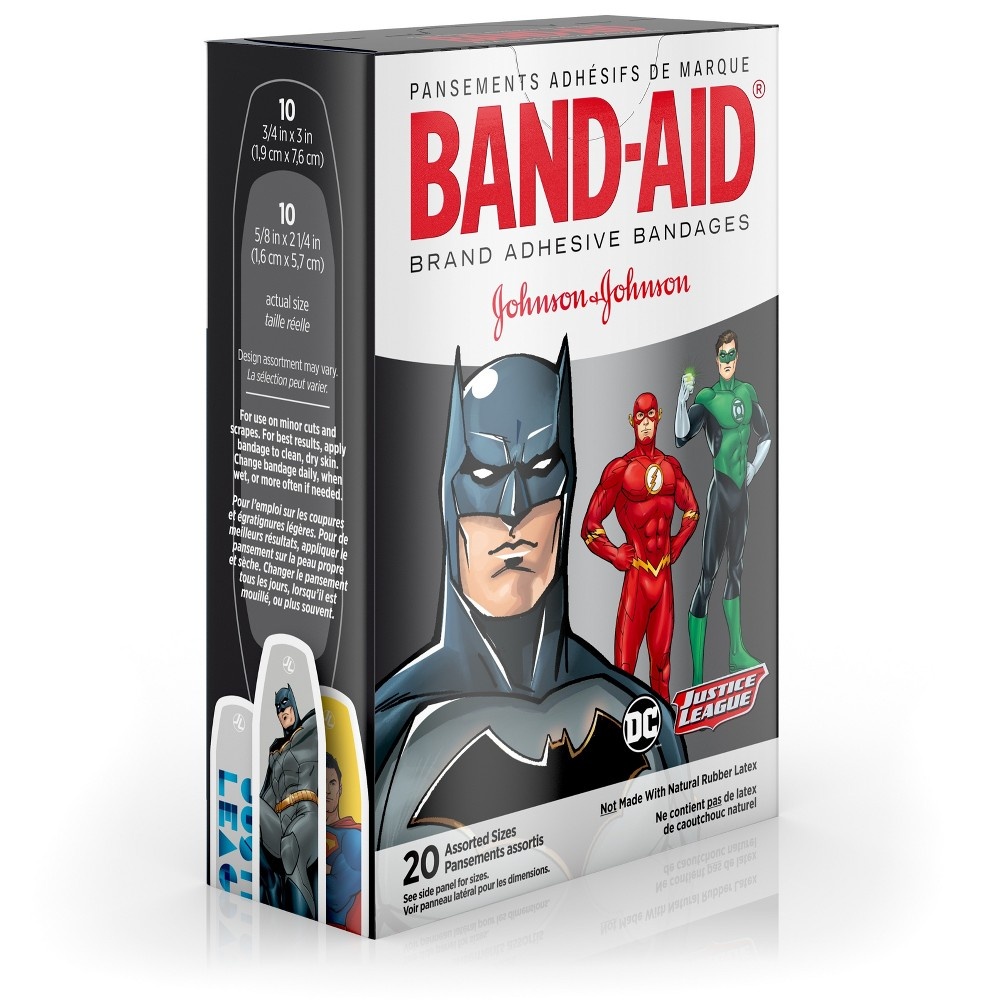 slide 2 of 8, BAND-AID Brand Adhesive Bandages, Justice League - Assorted Sizes, 20 ct