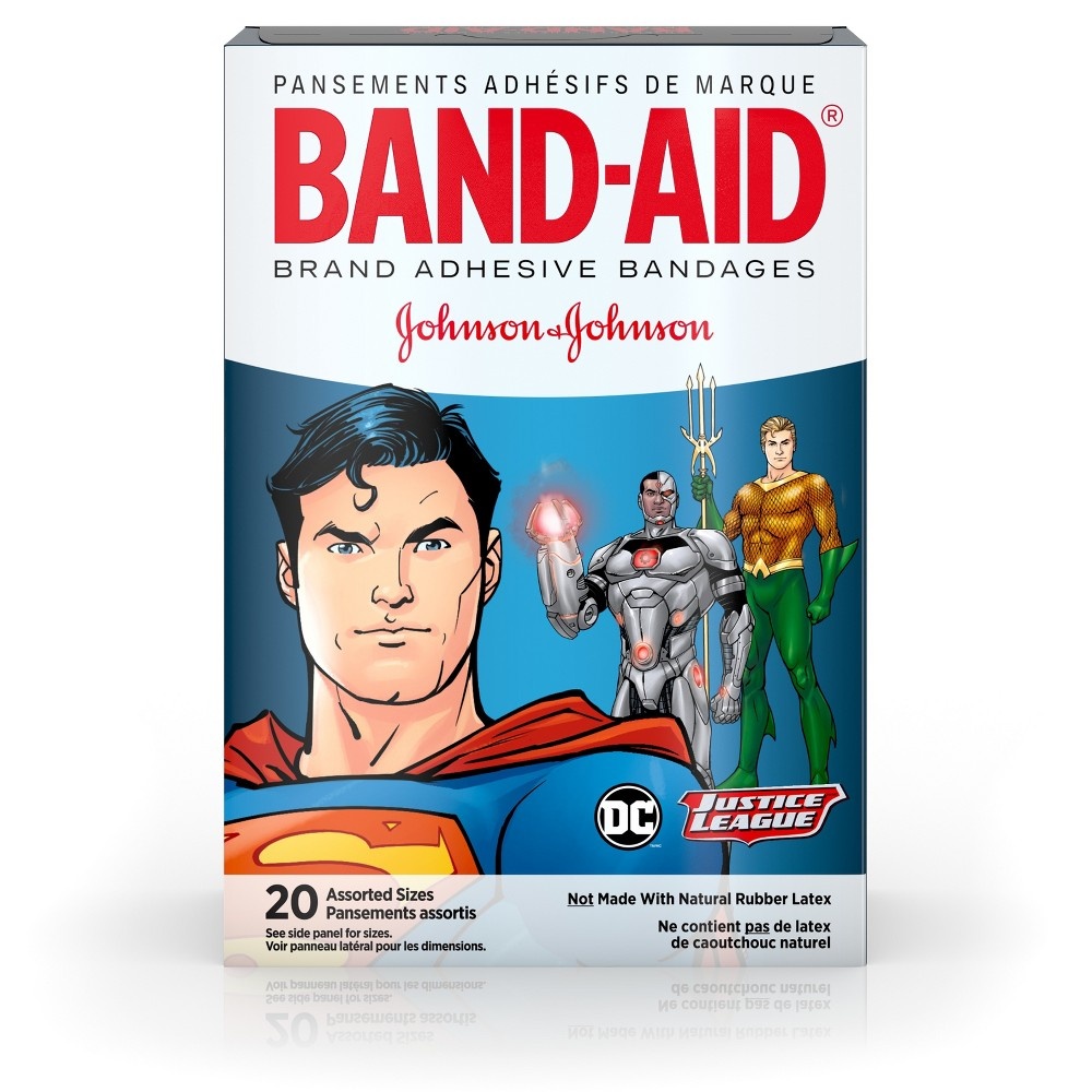 slide 5 of 8, BAND-AID Brand Adhesive Bandages, Justice League - Assorted Sizes, 20 ct